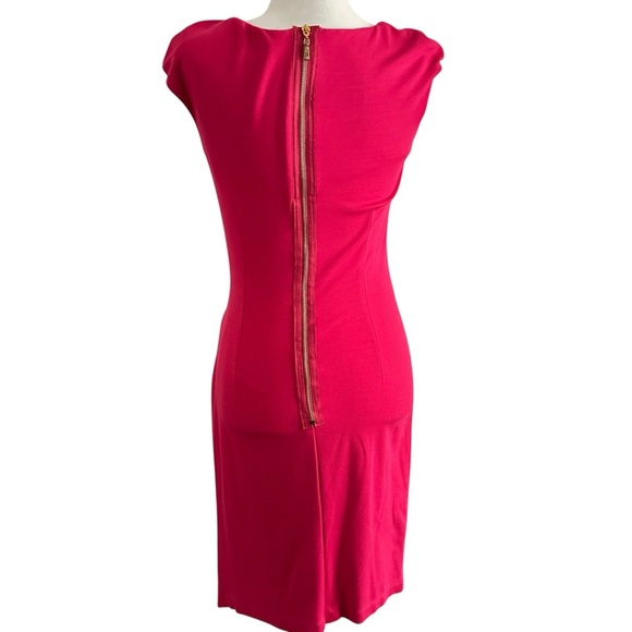 Bella Bicchi Fuchsia Pleated Cap Sleeve Sheath Dress – Size 6 - Picture 3 of 8